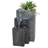 Rock Cast Stone Water Fountain with LED Lights Three Tier Fountains with Low Splash Design for...