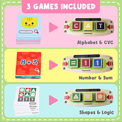 Cheffun 3 In 1 Sight Words Flash Cards Game - 50 Double Sided Abc Learning Flash Cards With Alphabet Spelling Puzzle Sorting & Maths Preschool Learning Activities Educational Toys For Kids Age 3+ #TOP3