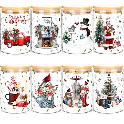 Potchen 8 Pcs Christmas Glass Storage...