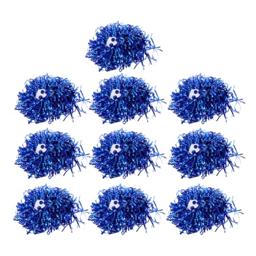 Toyvian 10 Pièces Pompons de Cheerleading Bleus en Plastique pour Filles et Adultes, Accessoire Brillant pour Performances de Gymnastique et Danse, Esprit D'équipe Renforcé
