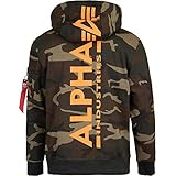 ALPHA INDUSTRIES Back Print Camo Hoody (M, Woodland camo)