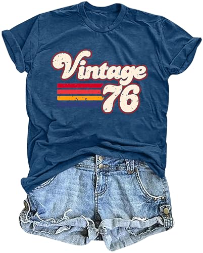 ELDPS Vintage 1976 Tshirt for Women: 50th Birthday Gift Shirt Retro Birthday Party Short...