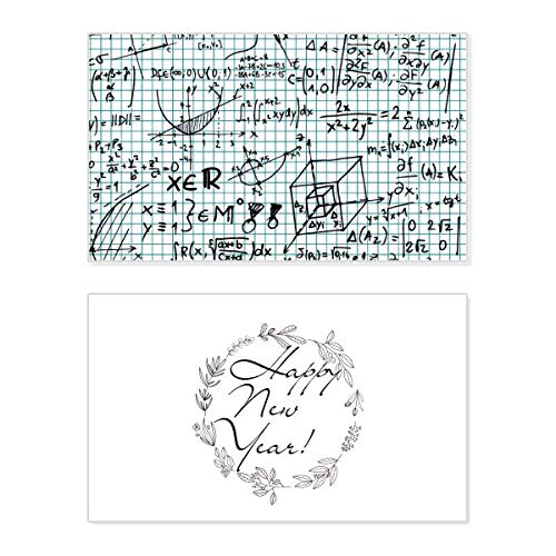 Tarjeta de bendición con geometría y cálculo matemático para un Año Nuevo original