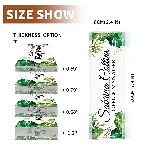 Image of Custom Name Plate for Desk, Desk Name Plate Personalized, Office Decor for Women Men, Acrylic Desktop Accessories, Office Appreciation Gifts for Boss Social Workers Nurse Teacher Employee(Green Leaf)