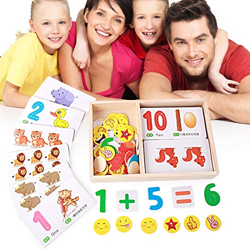 DINGJIANGWooden children's fun digital learning card, children's number arithmetic learning box, intellectual early education toy