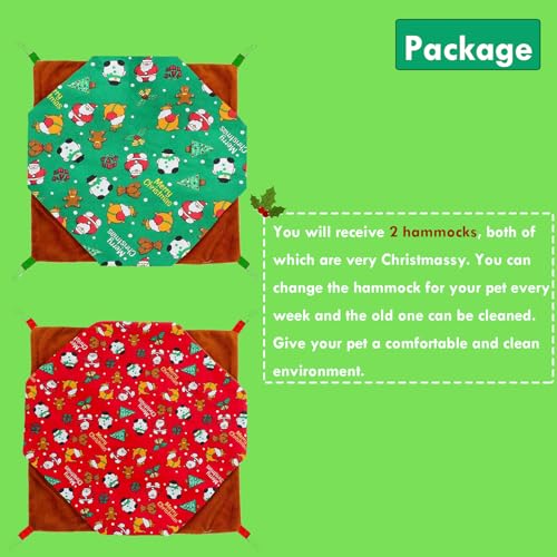 BAMY 2 peças de redes de Natal para hamster, boneco de neve, planador de açúcar, gaiola, Papai Noel,