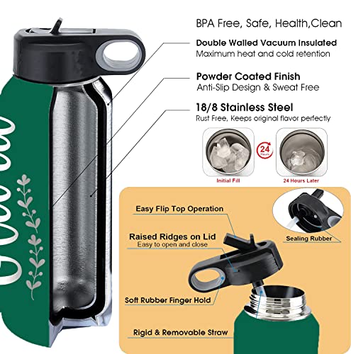 Personalized Water Bottle With Straw,Custom Insulated Stainless Steel Sports Water Bottle With Name Or Text-Double Wall Vacuum Insulated Gift Cup For Kids Women Men-20 Fonts #TOP1