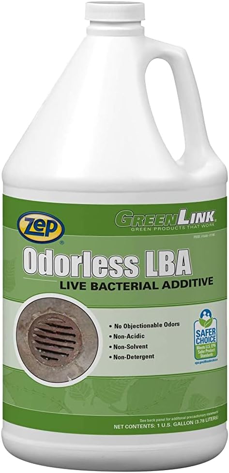 Zep Odorless LBA (Liquid Bacterial Additive) Drain Maintainer 1 Gal 166823 (Case of 4) For Food Service Industry