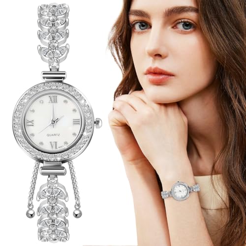 BESPORTBLE Damen-quarzuhr Mit Meerjungfrauen-Design -Strass-verzierung Silbernes Armband Für Schmale Handgelenke Und Anlässe – Bild 4
