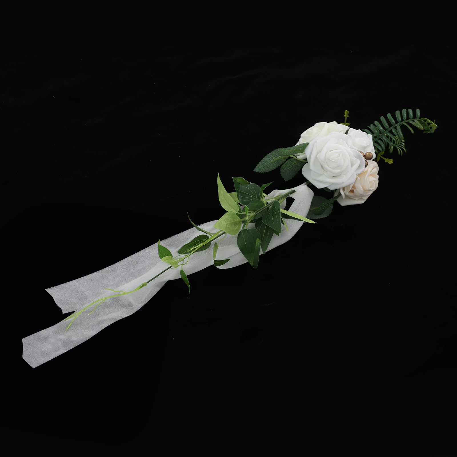 10-teiliges Set Künstliche Blumen 75 cm Länge – Hochzeitsdeko mit 10 cm Blütenköpfen aus Polyester – Stuhl Deko Hochzeit & Hochzeit Autoschmuck Deko mit Kabelbindern (Weiß)