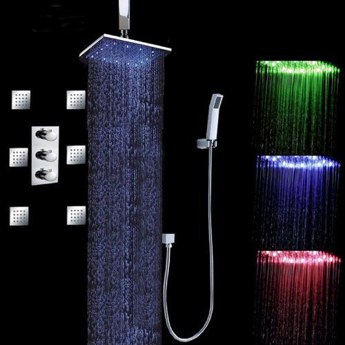 JIENI Conjunto De Ducha De Lluvia Para Baño, Cabezal De Ducha Cuadrado