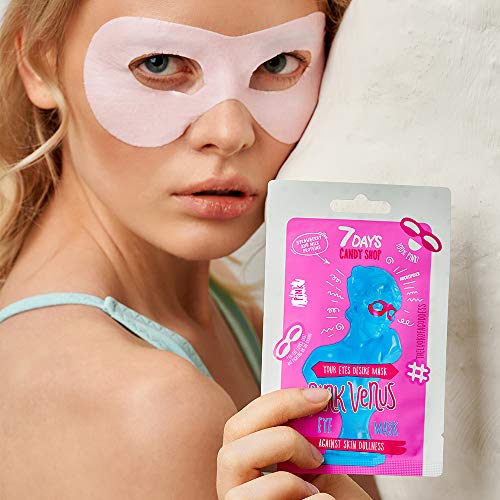 7DAYS Oogmasker, 1 stuk heerlijke aardbeienaroma, cool design, zichtbare werking microvezel rond de oogzone-patches voor elasticiteit, 10 g - Image 7