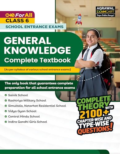 Image of Examcart One for All School Entrance Class 6th General Knowledge (GK) Book 2027 | 2100+ Chapterwise & Typewise PYQs| For JNV, Sainik, RMS, Simultala, CHS & Other School Entrance Exams (English Medium)