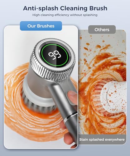 Image of Electric Spin Scrubber, Cordless Cleaning Brush with 7 Replaceable Brush Heads, 3 Adjustable Speeds and LED Display, Power Scrubber for Cleaning Kitchen, Bathroom, Window, Sink,LXC ASK5