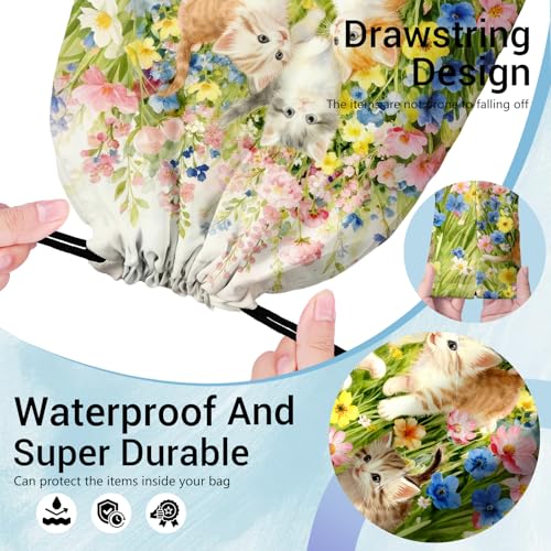Image of Gymnastics Grip Bag Colorful Flower Cat Small Pouch String Gym Athlete Bag