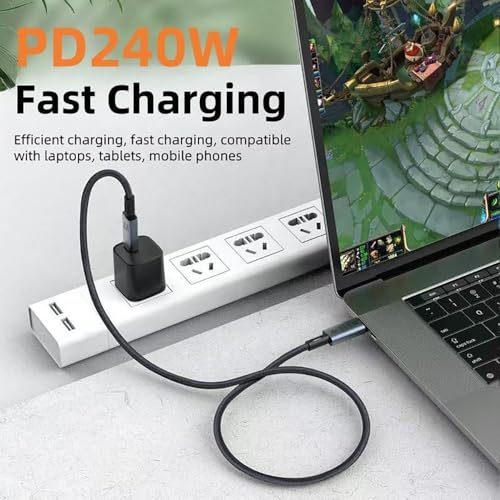 Image of Tobo 2M USB C Thunderbolt 5 Cable, 80Gbps Bandwidth, 80Gbps Date, 2 Meter 8K 4K Video Sync Display, 240W Fast Charging, Fully Compatible with Thunderbolt 4 /3, Type USB-C, USB4 TD-1592CC