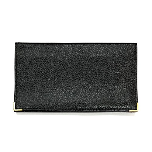 LOLUNA® Porte chéquier Talon en Haut, Compact Format Portefeuille avec Carte bancaire, en Cuir Disponible dans Plusieur Couleur (Noir)