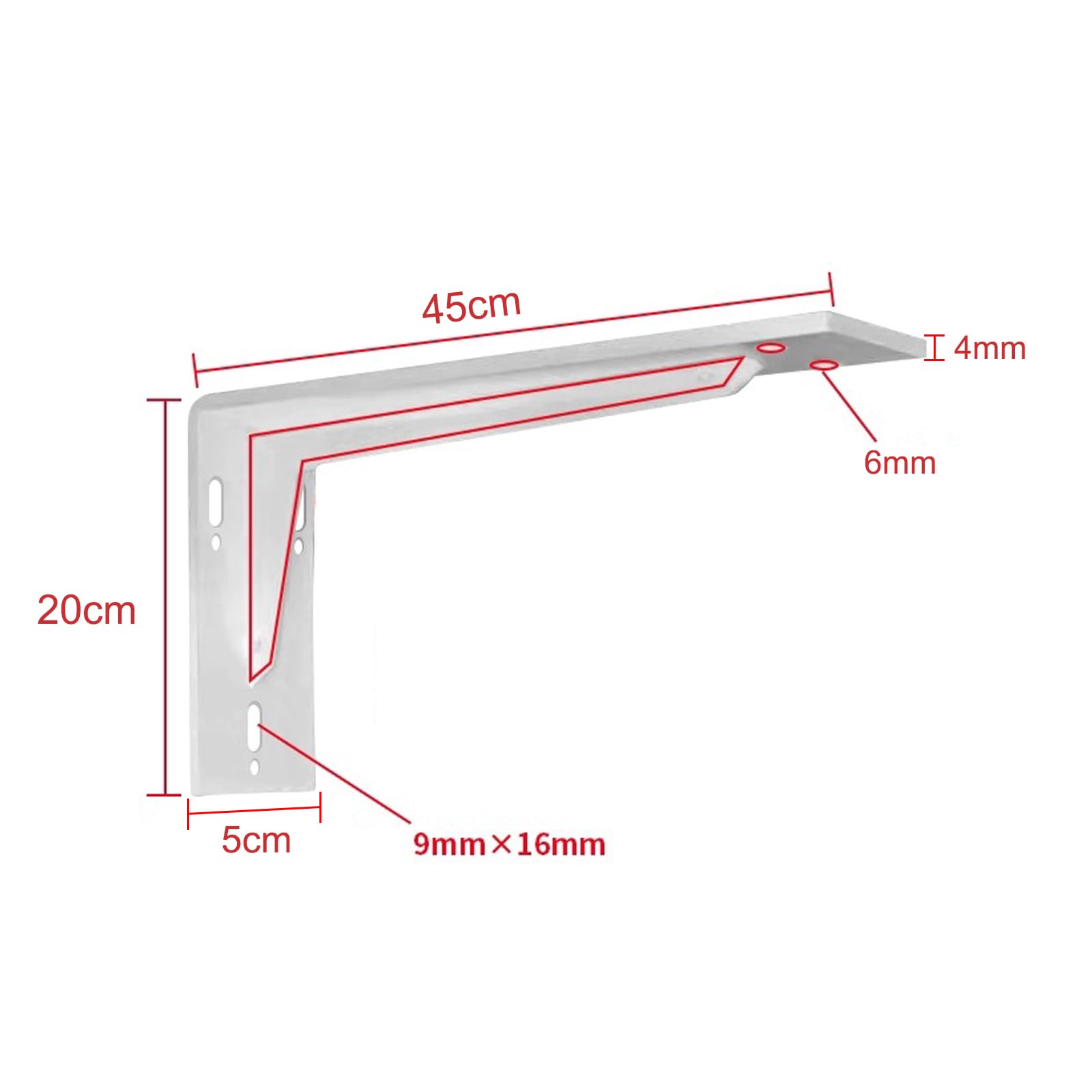 2 Pezzi Reggimensola a Parete,Staffe per Mensole Pesanti,Staffa a L per Mensola Angolare,Supporto per Mensola Galleggiante di Metallo per Capannone,Libreria,con Viti,Bianco (45cm)