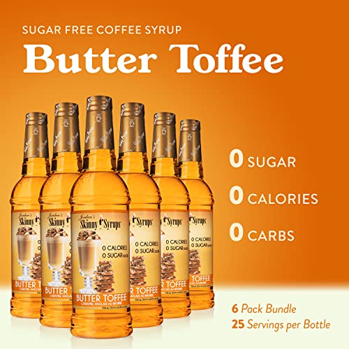 Jordan's Skinny Syrups Butter Toffee, Sugar Free Coffee Flavoring Syrup, 25.4 Ounce Bottle (Pack of 6) - Thumbnail 2