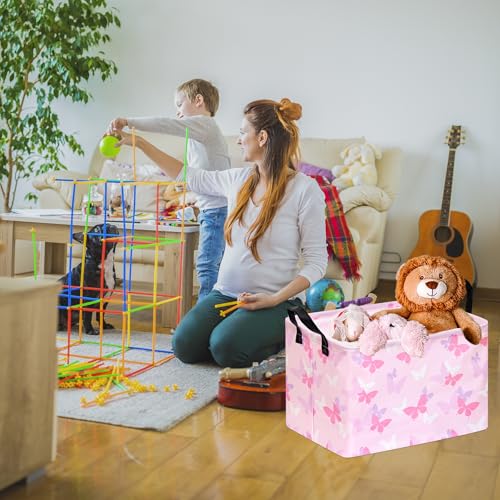 Image of Rectangular Butterfly Storage Basket with Handles, Hamper Storage Basket Collapsible Organizer Bin for Home and Kitchen Storage