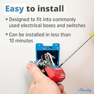 Shelly Plus 1PM, Relè Interruttore Intelligente, Confezione de 2, Wi-Fi e Bluetooth, Misuratore di Potenza, Domotica, Compatibile con Alexa e Google Home, App iOS Android, Nessun Hub Richiesto