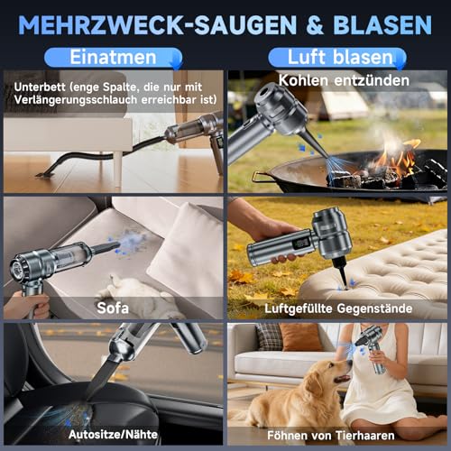 Aspiradora de mano con batería – 24000 pa Mini Aspiradora Inalámbrica Coche Aspiradora Fuerte para PC, Casa, Cocina, Grietas, Esquinas, Aspiradora de Mano Fuerte Aspiradora, Puede Sirve como Bomba de - imagen 3