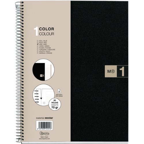 Miquelrius Single Subject Spiral Notebook, College Ruled, Grey, 80 Sheets (8.5" x 11")