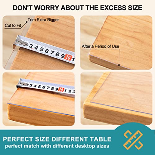 Thicken Clear Pvc Table Cover Protector Plastic Crystal Tablecloth Wipeable Desk Topper Cover Protector For Wood Dining Furniture Glass Coffee End Side Table Waterproof 28X48" Trim For 46" Or 44" #TOP5