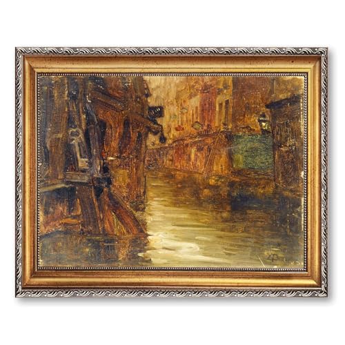 Vintage Framed Venice Canal Canvas Print Oil Paintings Reproduction World