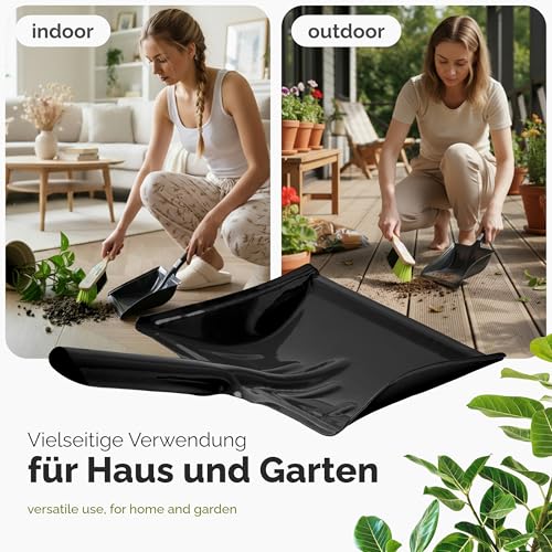 Garronda Kehrschaufel Metall mit kurzem Metallgriff robuste Haushaltsgeräte Kehrichtschaufel Kehrblech zum Reinigen und Kehren von Haus, Garten, und Garage GD-0167 (Schwarz)