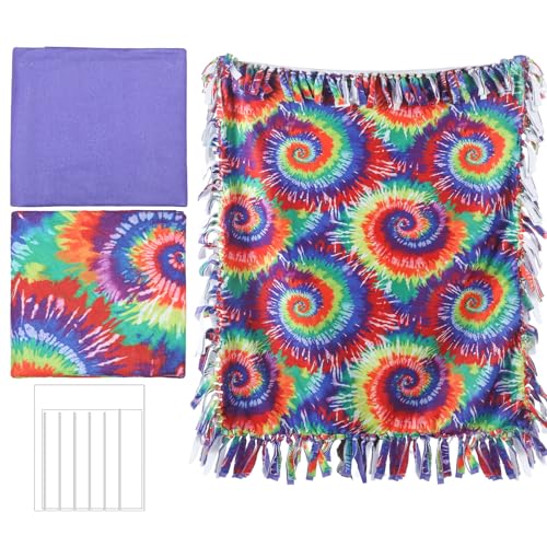 Hahafelt 3 Pcs DIY Tie Blankets Flannel Fleece Kit