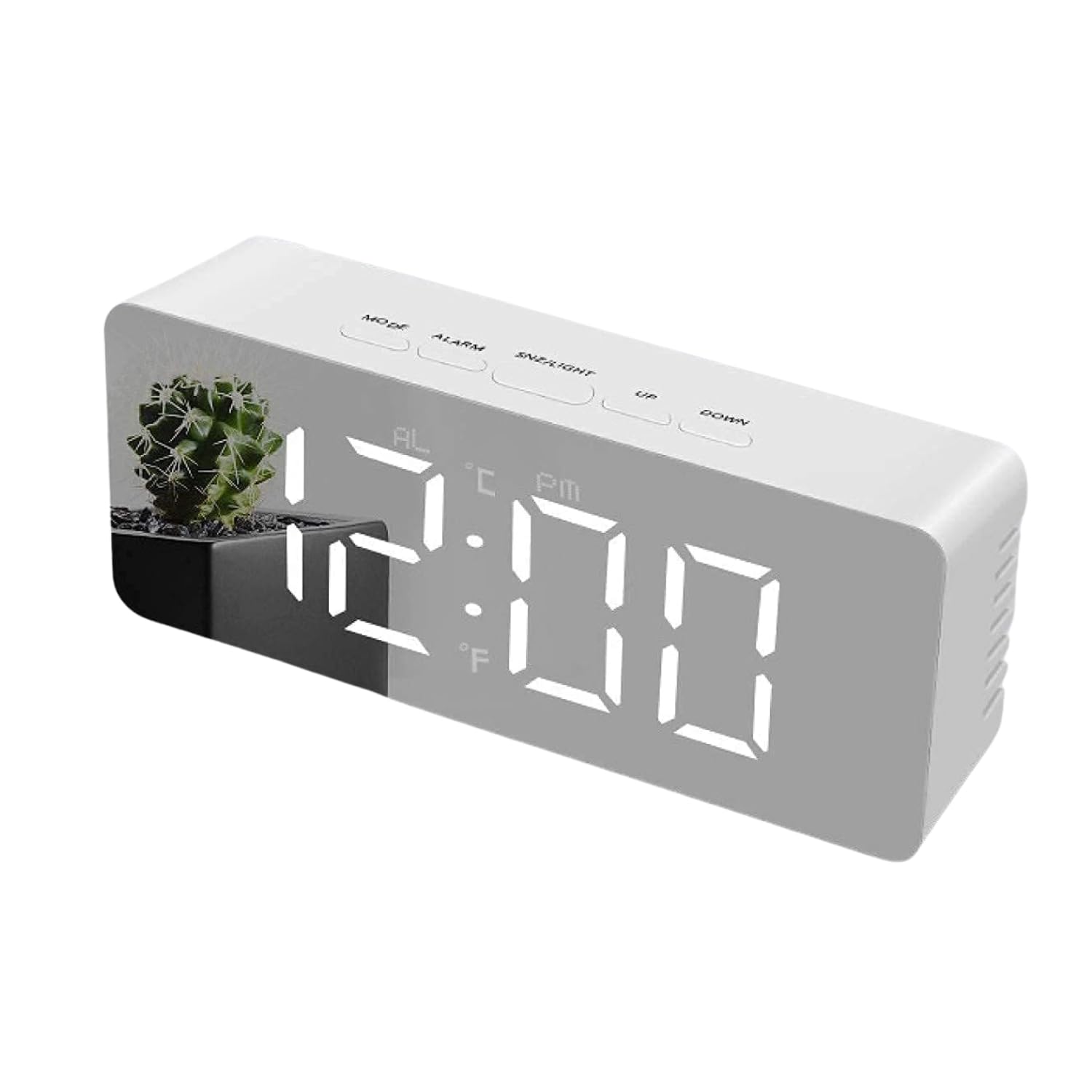 Digital Alarm Clock for Heavy Sleepers, LED Mirror Table Clock for Study Table, Students, Office | Alarm Clock for Bedroom with Loud Sound, Automatic Sensor, Date & Temperature-image-27