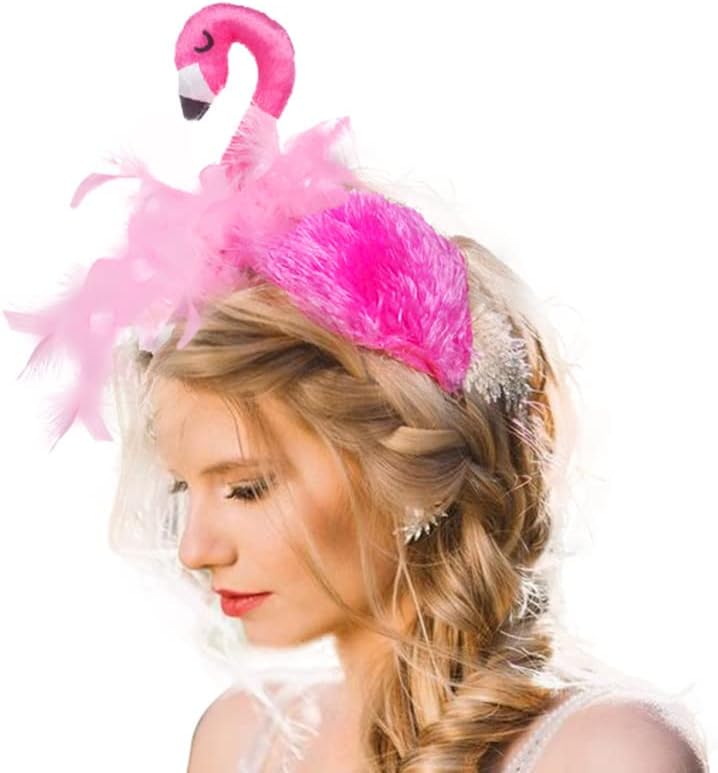 Miniatura 3 de Simple polymer Diadema hawaiana de flamenco de 3 piezas, tocado de flamenco, tiara de flamenco, aro para el pelo, para carnaval, fiesta tropical,