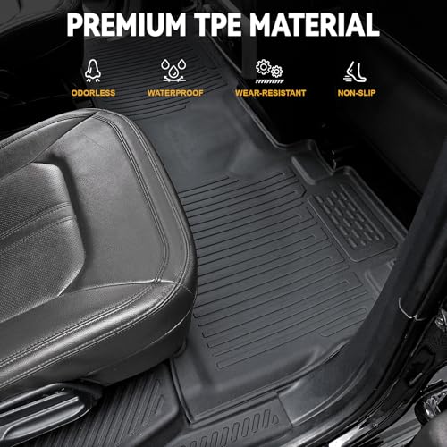 Image of Floor Mats for Ford Expedition 2018-2024, All Weather Floor Mats Trunk Cargo Liner with Backrest Protectors and Door Sill Guards Accessories, Full Coverage Set (Fit 7 Seats)