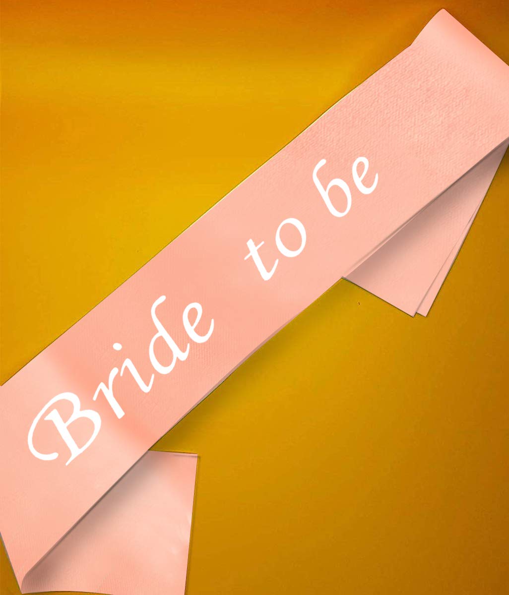 AMFIN® Bride to Be Sash, Bachelorette Party Sash, Perfect Match for Your Bridal Shower, Pre-Wedding Party, Satin Bride to be Sash - Peach with White Text 4