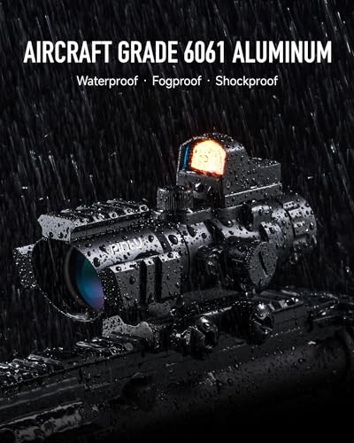 PINTY 4x32 Rifle Scope with Red Dot Sight Combo, Tactical Red Illuminated Prism Scope with 5 Brightness Levels 3 MOA Red Dot Sight for Picatinny Rails, Compact Shooting Hunting Gun Scope Sight Combo - Thumbnail 7
