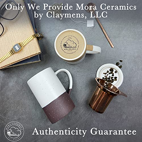 Mora Ceramics Tea Cup With Loose Leaf Infuser, Spoon And Lid, 12 Oz, Microwave And Dishwasher Safe Coffee Mug - Rustic Matte Ceramic Glaze, Modern Herbal Tea Strainer - Great Gift For Women, Garnet #TOP3