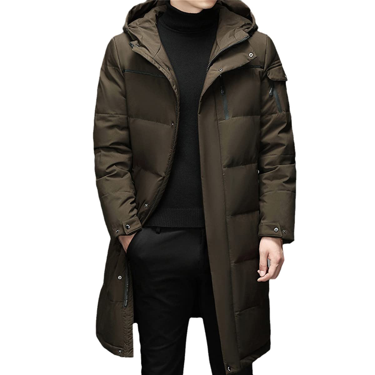 Inverno Bianco Anatra Piumino Uomo Con Cappuccio Lungo Giacca Inverno Spesso E Caldo Moda Piumino
