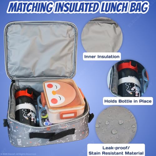Image of School Bag Combo Set for Girls - 3 in 1 Back to School Hamper with Backpack, Lunch Bag,& Water Bottle Complete School Essentials Gift Set for Kids (Astronaut)