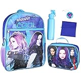 Disney Descendants Wickedly Cool 16' Backpack Lunch Tote Water Bottle Squishy Snack Tote 5 Pc Set