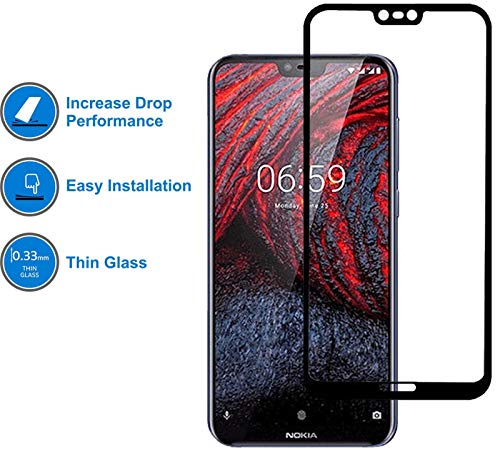 Image of Gorilion | For Nokia 6.1 Plus | Tempered Glass protector Full Glue Edge to Edge Fit 9H Hardness Anti-Scratch Crystal Clarity Screen Guard for Nokia 6.1 Plus - Black