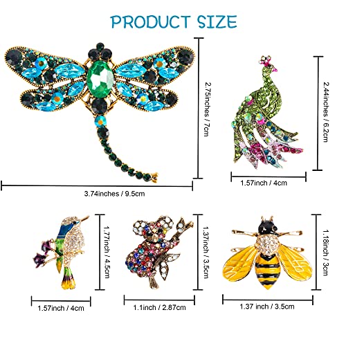 Brooch Pins Vintage Rhinestone Pins And Brooches For Women, 5 Pcs Women's Brooches & Pins For Jackets, Enamel Pins For Backpacks Aesthetic Crystal Insect Pins #TOP1