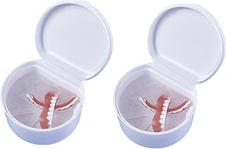 SQOYEI 2 Piezas Diseño de Doble Capa Caja Ferula Dental Almacenamiento de Brackets Invisibles, Ventilación Caja de Retención para Viajar, Caja Ortodoncia con Cesta de Drenaje(Blanco)