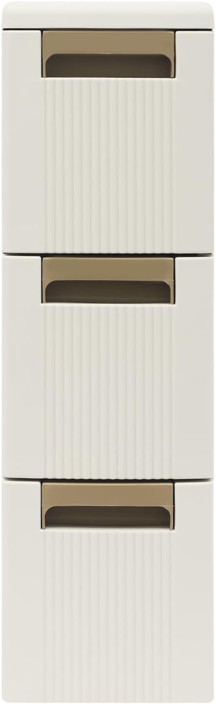 3 Tier Narrow Storage Cabinet with Wheels,Slim Rolling Cart with 3 Drawers,Bathroom Mobile Plastic Cabinets for Small Spaces