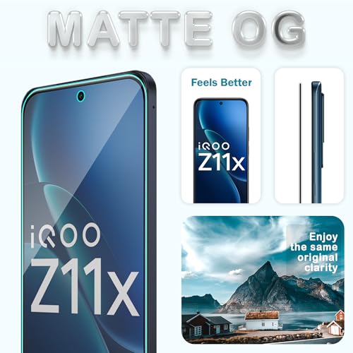 Image of ArmourPro Anti-Glare Matte Tempered Glass for iQOO Z11X & Vivo T5x - Anti Fingerprint Screen Protector, 9H Scratch Resistant, Smooth Touch, Easy Installation Kit with Cable Protector