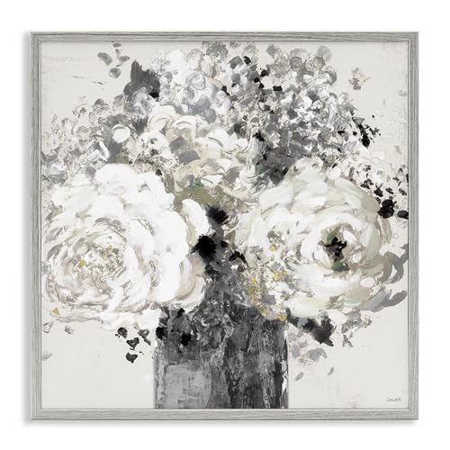 Arrangement floral abstrait audacieux Stupell Industries oeuvre d'art murale premium gris