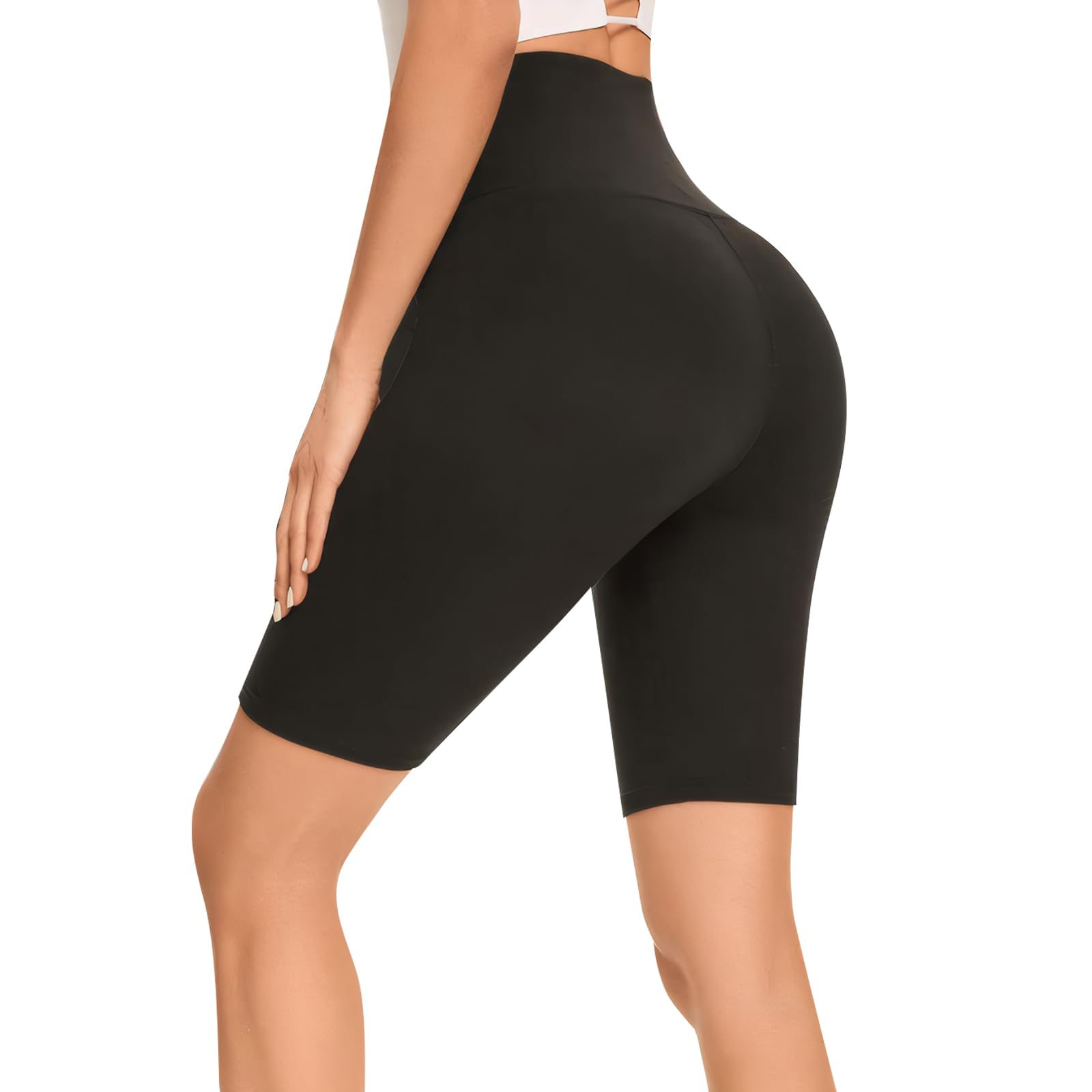 AmexoWisebom Cycling Shorts Women High Waisted Tummy Control Short Black  Gym Shorts for Women Ladies Stretch Athletic Shorts for Gym Yoga Running