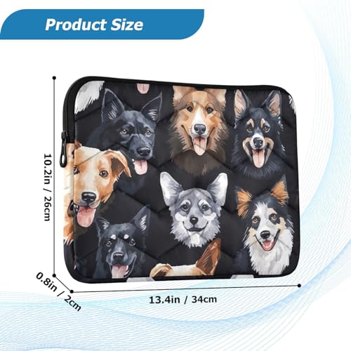 Funda para portátil 13-14 pulgadas con diseño de perros acuarela miniatura 3