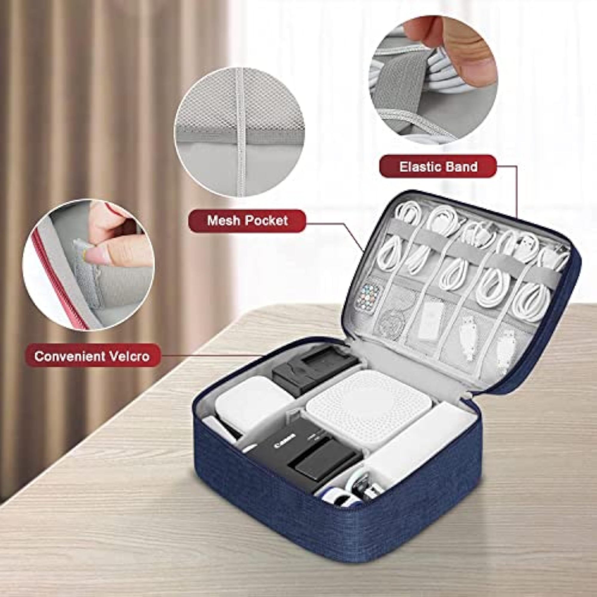 Electronics Organizer Travel Case, Water Resistant Gadget Pouch