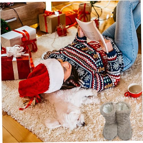 Chaussettes d'hiver pelucheuses et chaudes avec semelle antidérapante